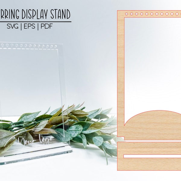 Dainty Rectangle Logo Stand | Single Earring Display Laser Design