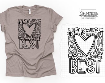 Beste Herz Typografie INSTANT DOWNLOAD dxf svg eps png für die Verwendung mit Programmen wie Silhouette Studio und Cricut Design Space