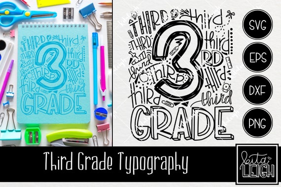 3rd Third Grade Typography Instant Download Dxf Svg Eps Png Etsy