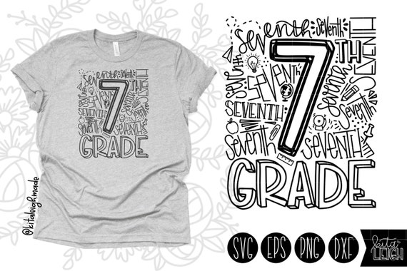 7th Seventh Grade Typography Shirt First Day of School SVG - Etsy