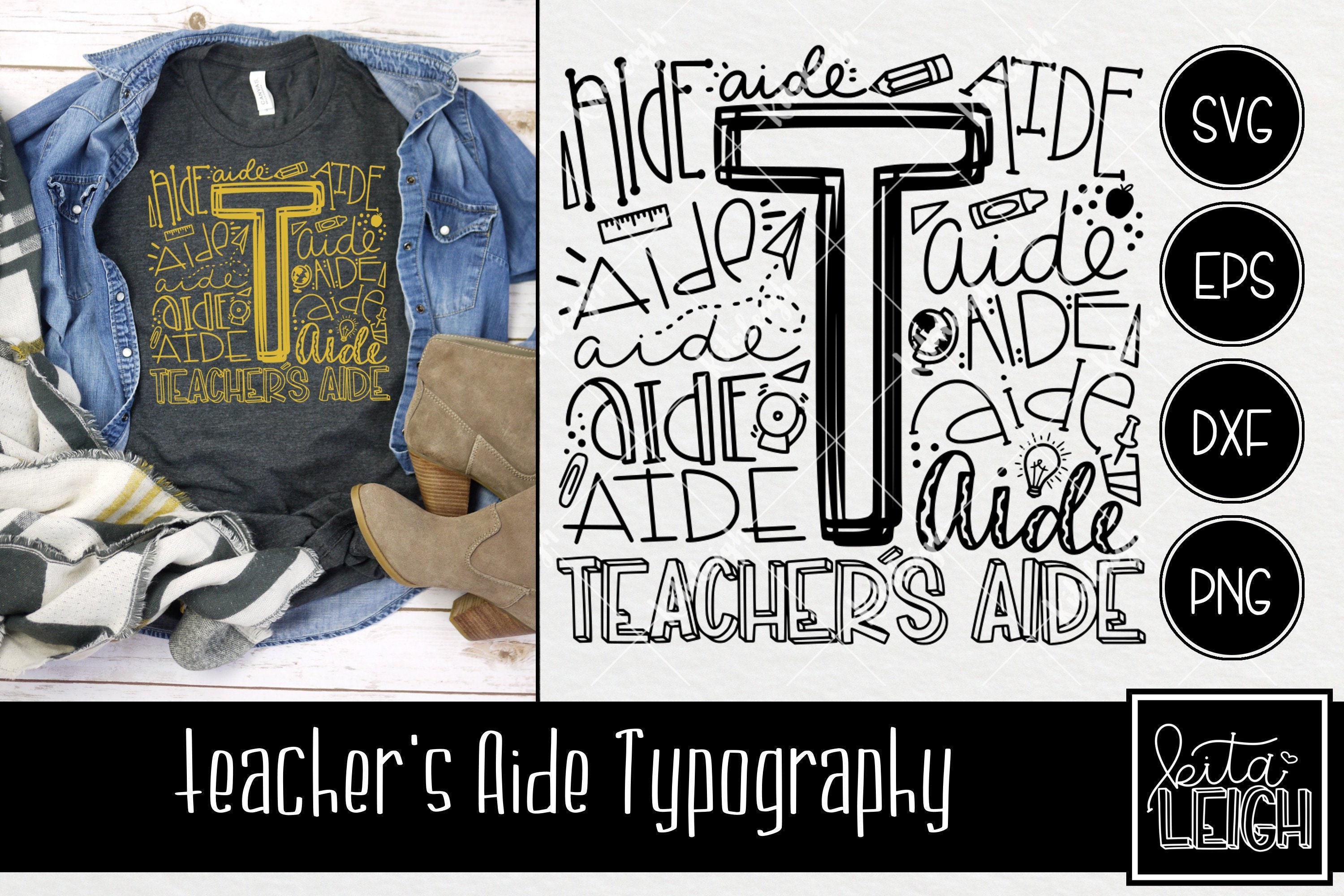 Download Teacher S Aide Typography Instant Download Dxf Svg Eps Etsy