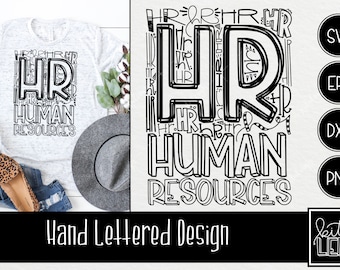 HR Human Resources Typography INSTANT DOWNLOAD dxf, svg, eps, png for use with programs like Silhouette Studio and Cricut Design Space