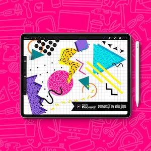 50 Brushes, Eighties 80&#39;s Procreate Brush and Stamp Bundle
