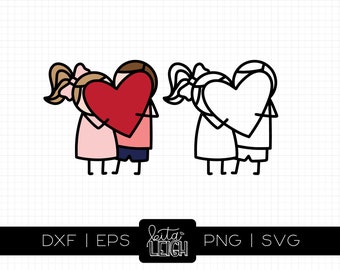 Stick Figures with Heart | SVG Cut Files