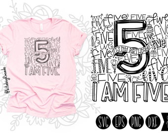 Fifth 5th Birthday Typography Shirt SVG | Party Cut File