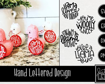 Llama Valentine SVG | Hand Lettered Printable Quotes