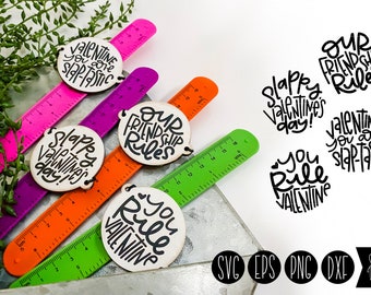 Ruler Slap Bracelet Valentine SVG | Hand Lettered Printable Quotes