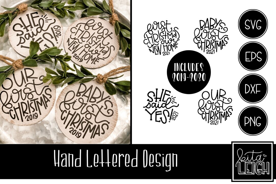 Hand Lettered First Christmas 2019-30 INSTANT DOWNLOAD Dxf Svg Eps Png ...