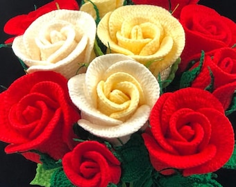 Long Stem Rose Crochet Pattern - Crochet Flower, DIY Wedding Bouquet - Instant PDF Download