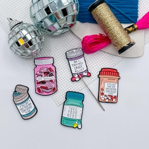 Take Your Meds Funny Cheeky Magnetic Needleminder Needle Minders Needleminders Needlepoint Cross Stitch Embroidery Accessories Needle Keeper