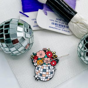 Disco Ball Flowers Magnetic Needleminder, Needle Minders, Needleminders, Needlepoint, Cross Stitch, Embroidery, Needle Nanny Keeper, Sewing