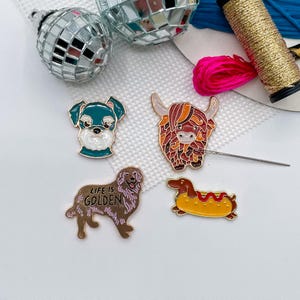 Weenie Golden Dog Animal Cow Magnetic Needleminder Needle Minders Needleminders Needlepoint Cross Stitch Embroidery Accessories Needle Keep