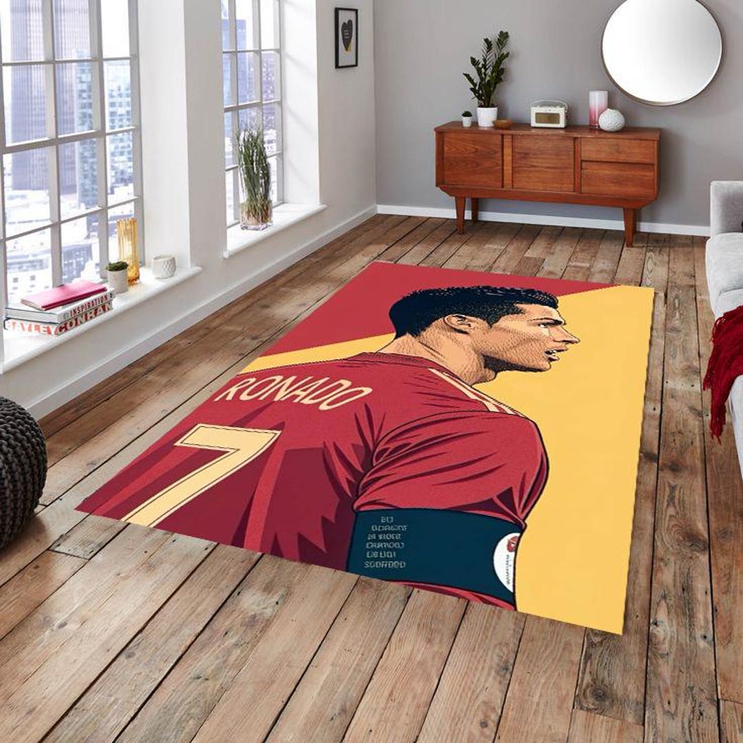 Cristiano Ronaldo Rug, Football Player Area Rug, Washable Non-slip - Etsy