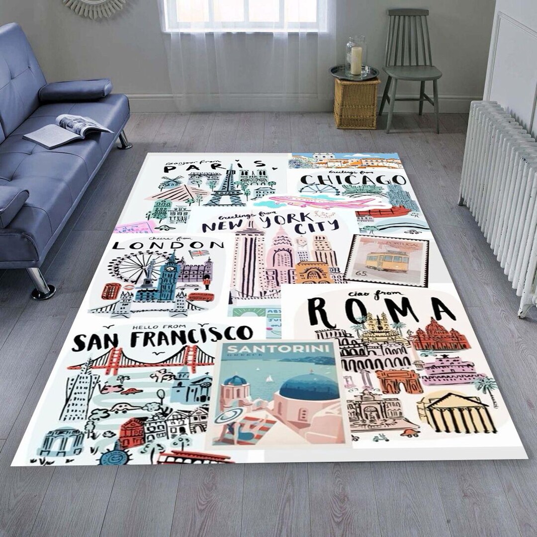 Capital Cities Rug, Famous Places Rug, Popular Rug, Young Room Rug ...