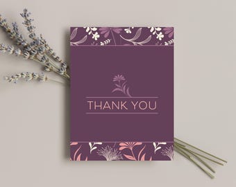 Bloemenbedankkaarten Multipack met enveloppen Blanco kaarten Paarse bloemen Bedankt