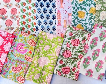 Juego de servilletas de algodón con estampado a mano – Decoración de mesa bohemia