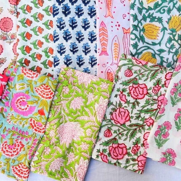 Set of Handblock Print Cotton Napkins – Bohemian Table Decor