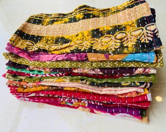 Indian Kantha Napkins Set of 6 | Handcrafted Cotton Table Napkins | Farmhouse Dining Decor