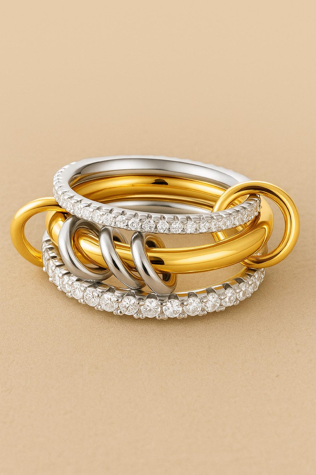 Stackable Linked Ring Set: Mixed Tone Multi-band Jewelry - Etsy UK