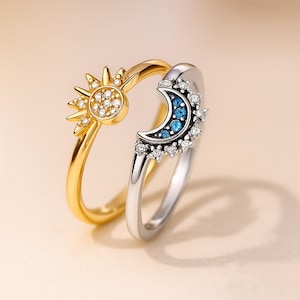 Sonne und Mond passende Ringe: Edelstahl Schmuck