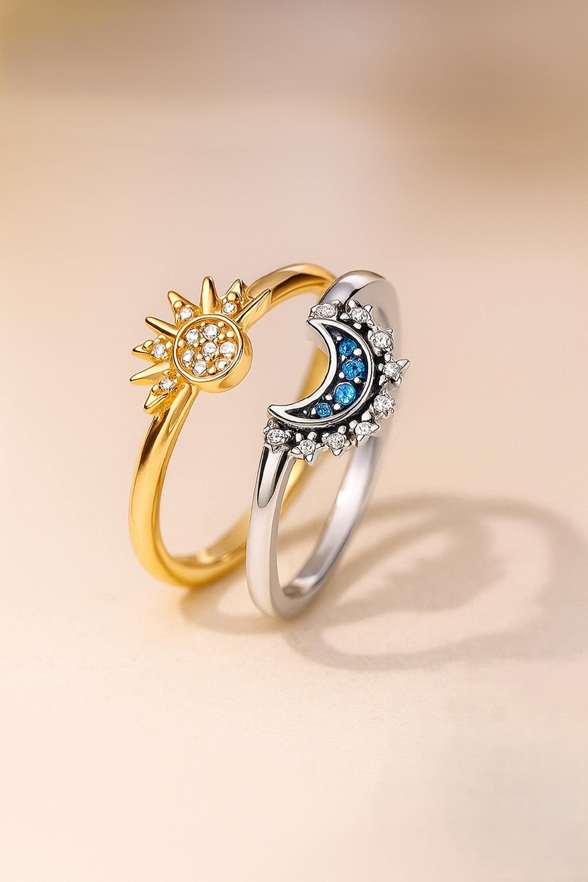 Pandora sun and moon ring set - Etsy 日本