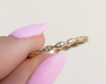 Eternity Band, Minimalist Ring, Stacking Ring, Eternity Ring, Stacking Ring, Diamond Ring, Dainty Ring, Wedding Band, Gift for Her Gold Ring