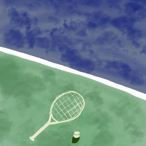 Tennis Court Digital Painting | Sports Wall Art | Tennis Player Illustration | Athletic Room Decor | Printable Artwork | Instant Download