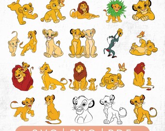 El Rey León SVG Mega, Simba SVG para Cricut, El Rey León PNG, Hakuna Matata SVG para camisetas, Archivos SVG en capas, Descarga instantánea de imágenes prediseñadas del Rey León
