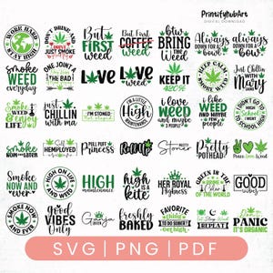 Mega Weed Svg, Cannabis Svg, Marijuanna Svg For Cricut, Pot Leaf, Weed Quote, Sublimation Files, Smokings Svg Bundle, Instant Download