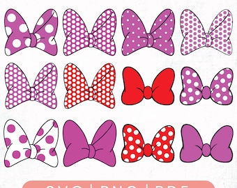 Minnie Bow Svg, Bow Svg, png bundle for cricut, Minnie Bow Silhouette, Polka Dot Bow Svg, Minnie Mouse Clipart, Digital Download