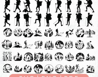 Hiking svg bundle / Forest scene svg / Hiking SVG file / mountain hiker svg / Instant Download / Mountain Svg Bundle / Forest Landscape