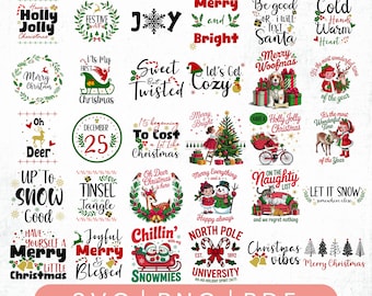 Merry Christmas Text Svg Bundle, Christmas Quote Svg, Holiday Lettering Svg Designs, Cricut Silhouette Cut Files, Instant Download