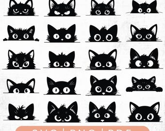 Peeking Cat SVG Bundle, Curious Kitten Clipart, Peeking Cats T-shirt Decal Silhouette, Cute Fur Cat Digital Download, Cricut Files for SVG