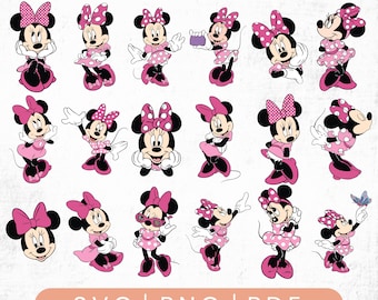 Pink Mouse Svg Png Bundle, Bow Dots Pink, Mouse Polkadots Svg, Birthday Svg, Mouse Birthday Svg, Retro Mouse Svg, Classic Mouse, Dot Bow Svg
