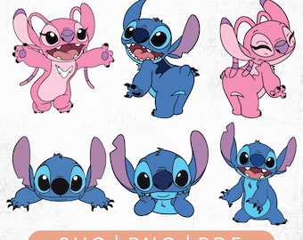 Stitch And Lilo SVG, Stitch svg out-line bundle, Angel svg, stitch clipart, stitch png, lilo Cartoon Svg, stitch svg cricut, silhouette svg
