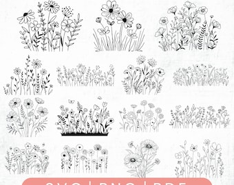 Floral Svg Bundle, Flower Svg Bundle, Flowers Bundle SVG, Wildflower SVG, Flowers Svg, Floral Svg, Rose Svg, Tree Svg Files, Flower Cricut