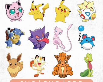 Kawaii Chibi Matte Paper Stickers | Cute Anime Journal & Scrapbook Decals | Pikachu, Eevee, Jigglypuff Friends | Anime Monsters