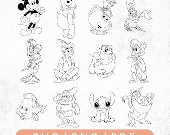 Bundle Cartoon Coloring Pages, Trendy Digital Sheets, Coloring Pages for kids, Birthday Coloring, Printable Sheets, Animated Cartoon Art