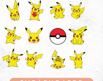 Pikachu Birthday SVG & PNG Bundle, Layered Vector Unique Pikachu Design for Party Decorations, Pikachu Layered SVG: Cartoon Clipart