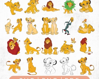 El Rey León SVG Mega, Simba SVG para Cricut, El Rey León PNG, Hakuna Matata SVG para camisetas, Archivos SVG en capas, Descarga instantánea de imágenes prediseñadas del Rey León