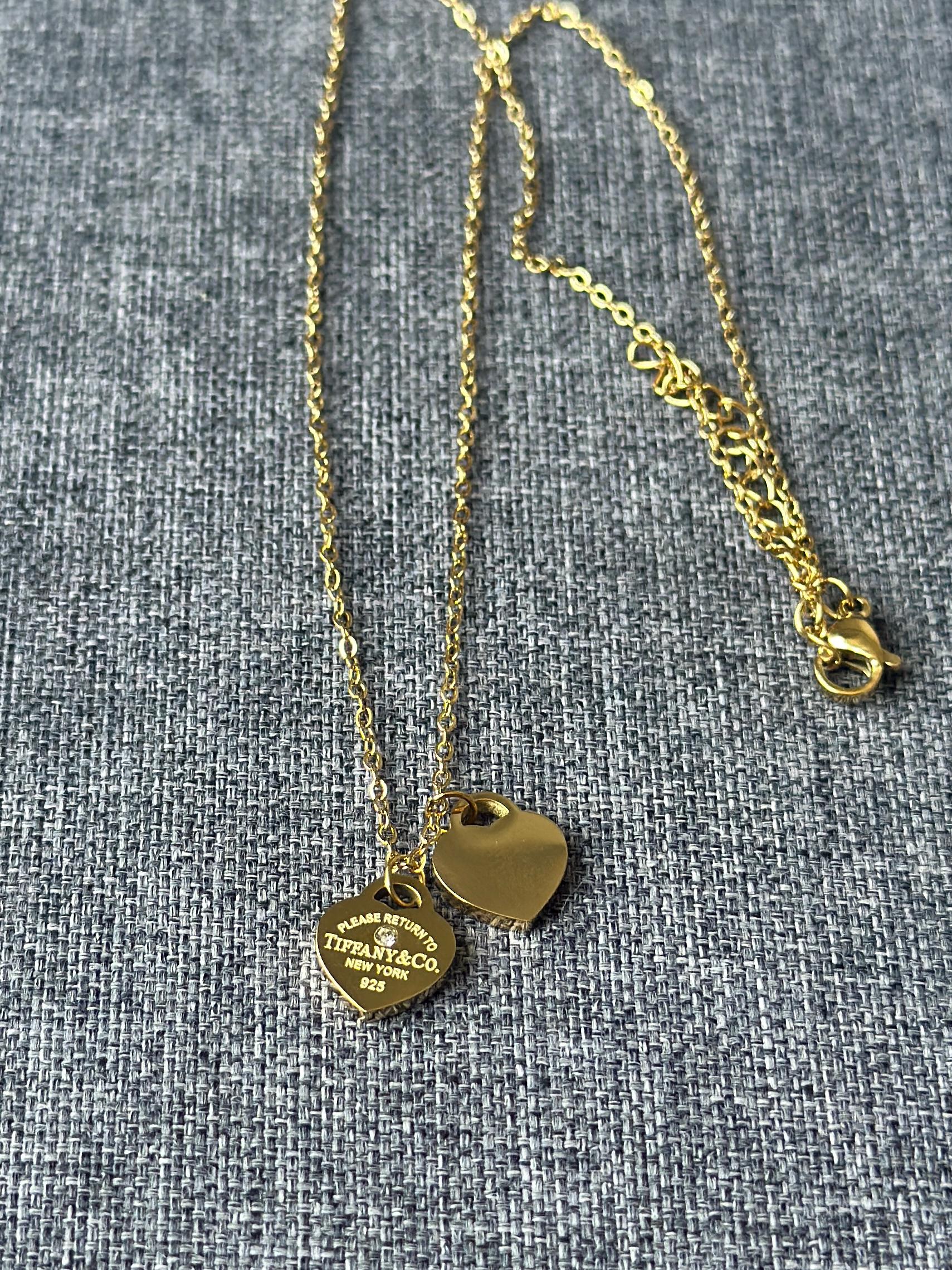 Gold Necklace Tiffany Angel Heart Tag Necklace Pre-Owned 18ct