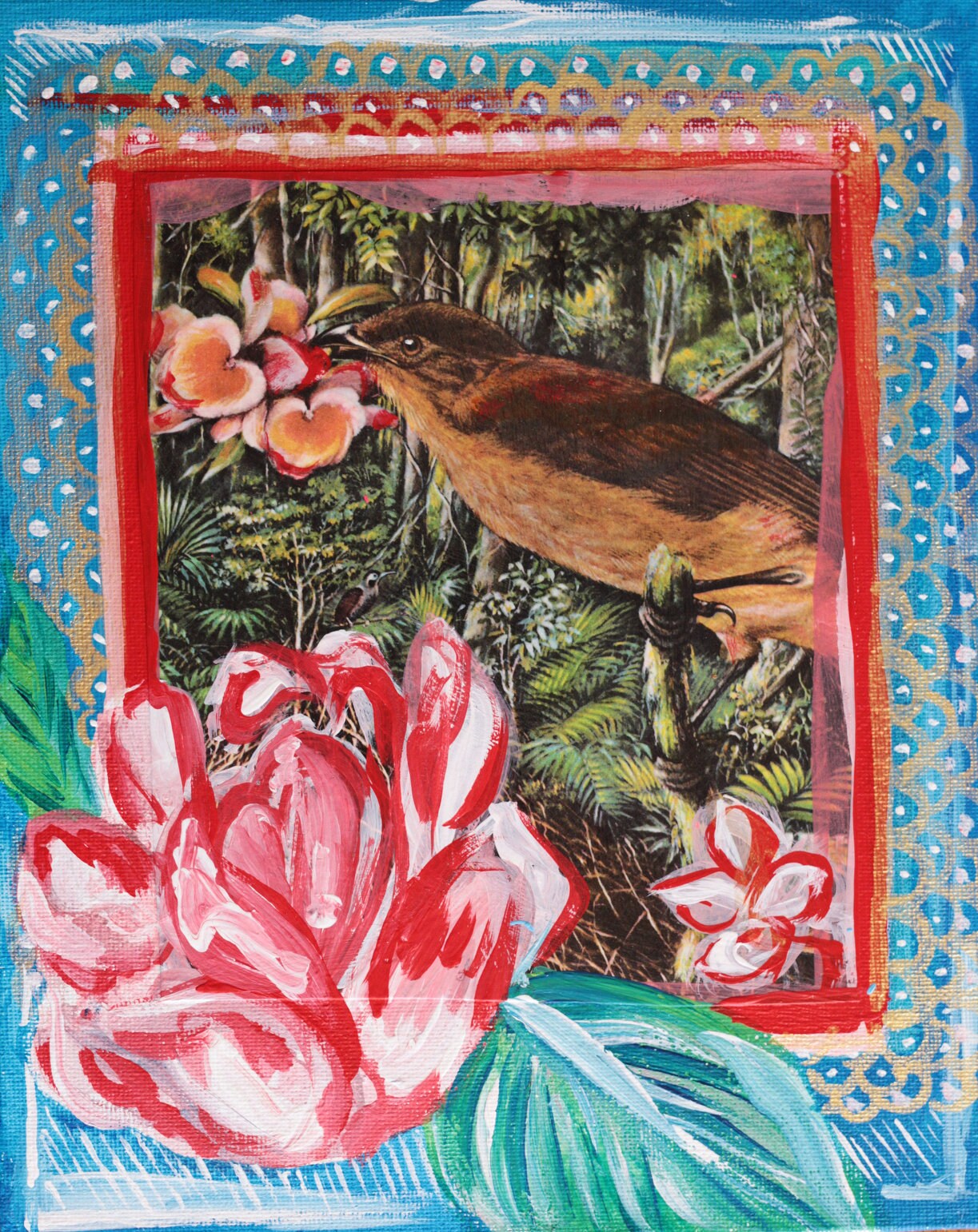 Vintage Bird Collage Bird Painting Wall Decor Wall Art Etsy