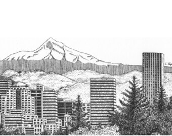 Portland/Mt. Hood - 11 x 14 Matted Print