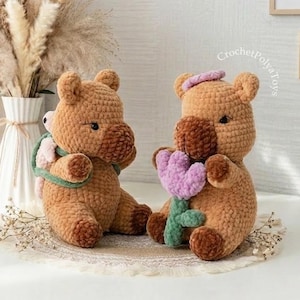 Virkmönster KAPYBARA Med Sköldpadda och Blomma / PDF-filer / Amigurumi Gosedjur