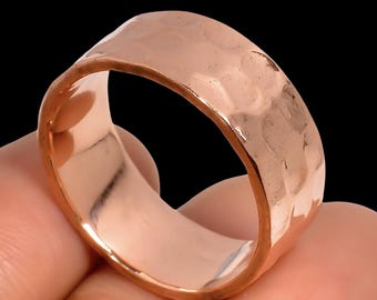 Anillo de cobre macizo hecho a mano • Anillo ajustable estilo boho para el pulgar
