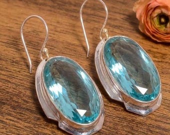 Orecchini di bigiotteria ovale d'argento di pietra principale zircone | Acquisti Online su