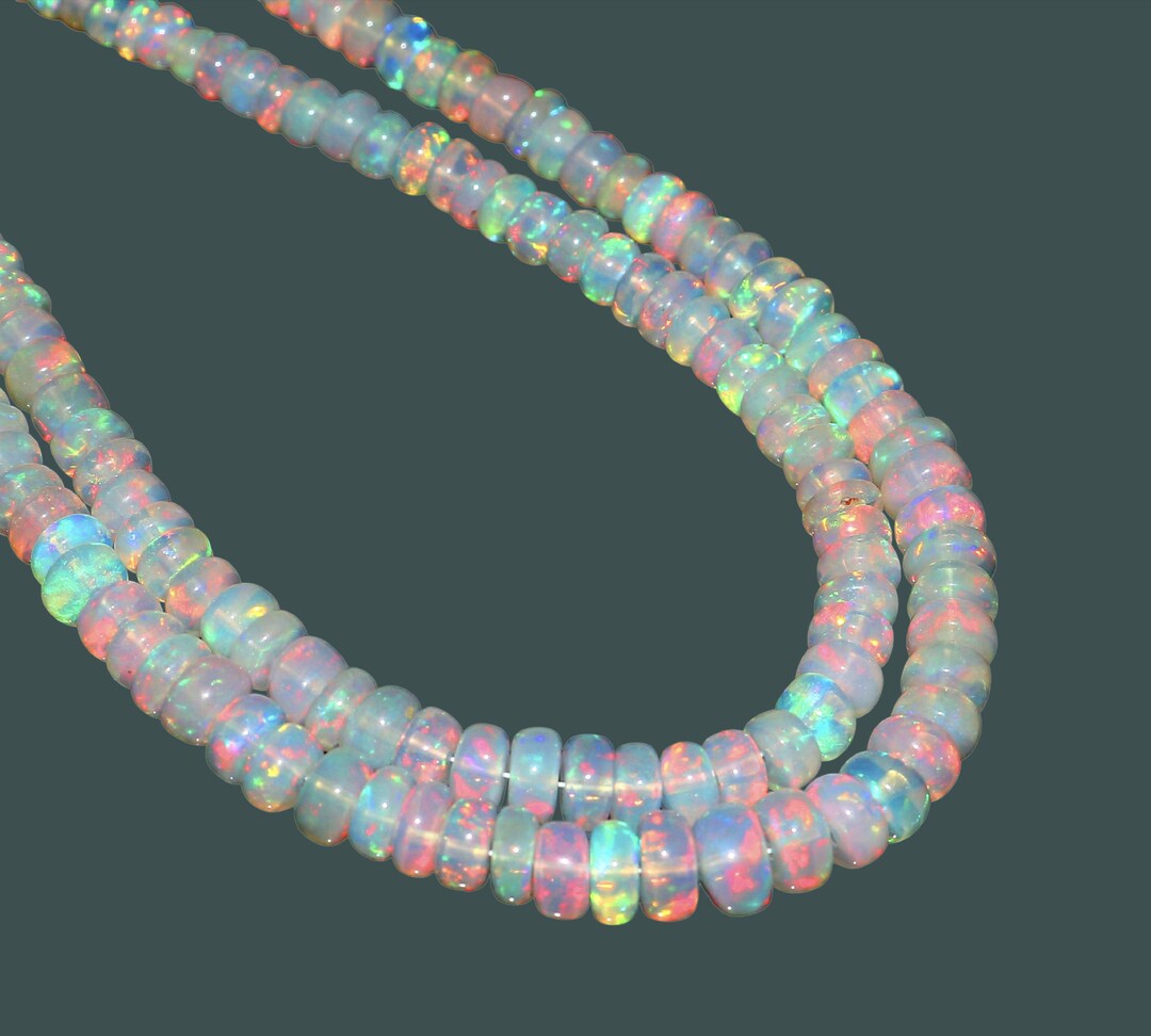 AAA+ Fire Ethiopian Opal Smooth Rondelle Beads | Welo Opal Gemstone ...