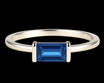Äkta blå safirring • 925 silversmycken • Ring med septemberfödelsesten • Elegant förlovningsring • Safirlöftesring • Present till henne.