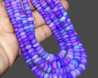 Natural Lavender Ethiopian Opal Rondelle Beads, AAA Grade Fire Opal 5–8mm Gemstone Beads for Jewelry Making.