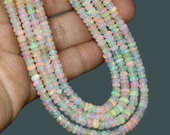 Natural Ethiopian Opal Beads, AAA Fire Opal Gemstone Beads, Genuine Opal Beads for Jewelry, Loose Opal Beads, Opal Strands.